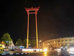 HD Time lapse : Traffic of The Giant Swing with Temple Stock Footage