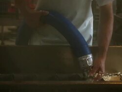 Cheesemaker Filling Cheese Curds in Moulds Stock Footage