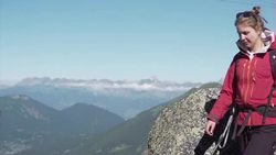 Mont Blanc and climbers trekking past News Clip