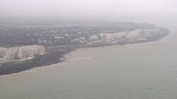 Aerials of Cliffs of Dover in Foggy Weather News Clip