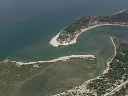 AERIAL WS Troia peninsula / Troia, Setubal, Portugal Stock Footage