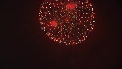 Fireworks explode in a night sky. Stock Footage