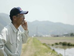 MS Shot of Senior Man using smartphone / Toyooka, Hyogo, Japan Stock Footage
