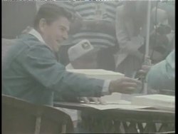 United States President Ronald Reagan signs the Economic Recovery Act. News Clip