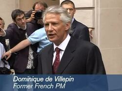 Villepin arrives for Clearstream hearing News Clip