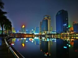 City lake Stock Footage