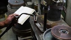 Gemstones grinding,Faceting machine Stock Footage