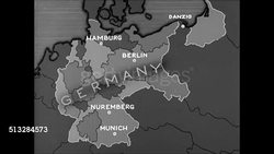 1937: MAP: Map of Germany & East Prussia, Hitler's Nazi territory darkens, swastika highlighted. Instructional Video