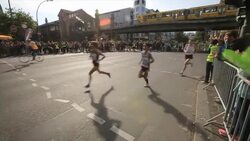Athletes at Berlin Marathon, major running and sporting event, Berlin  Stock Footage
