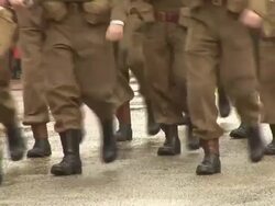 World War two Soldiers Marching 2- HD Stock Footage