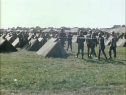 Army sets up pup tents in encampment during DNC protests Stock Footage