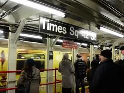 Times Square shuttle train "S" Stock Footage