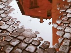 Typical Sanpietrino Roman Road with water reflection Stock Footage