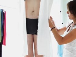 Man acts as mannequin for fashion designer Stock Footage