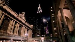 Traffic moves along 42nd street in New York City, passing by Grand Central Station. Stock Footage