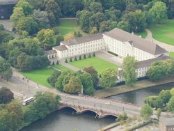 WS AERIAL ZI View of neoclassical palace, official residence of president / Berlin, Germany Stock Footage