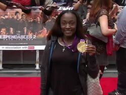 Bianca Knight USA Olympic medalist at The Expendables 2 - UK Premiere Stock Footage