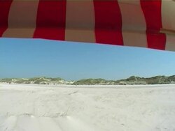 View of dunes on the beach ("Strandkorb") Stock Footage