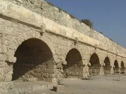Aqueduct and Sandy beach Stock Footage