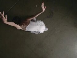 above view of ballerina on pointe and moving arms Stock Footage