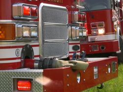 Firefighters from local Fire Department on emergency site. Rescue mission. Stock Footage