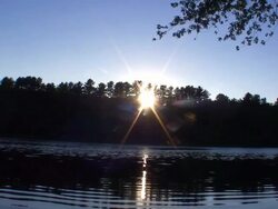 A viewof the sunset over a river. Stock Footage
