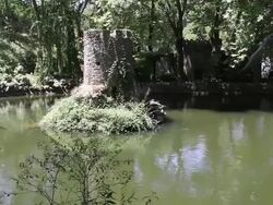 Sintra, Pena park and National Palace, nature trail, lakes and Duck-house Stock Footage