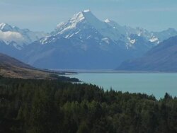 WS, New Zealand, Mount Cook and lake Stock Footage