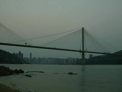 Time Lapse Sunrise Tsing Ma Bridge Hong Kong Kwangtung China Stock Footage