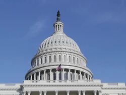 US flag at the United States Capitol in Washington DC Stock Footage