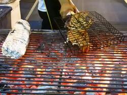 grilled fish and Lobster Stock Footage