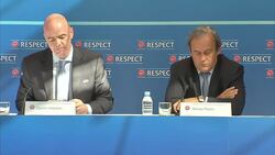 Michel Platini and Gianni Infantino at UEFA Presser in Monaco News Clip
