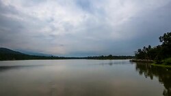 Time-Lapse of Cloud Moving over the lake in Chiang Mai, Thailand Stock Footage