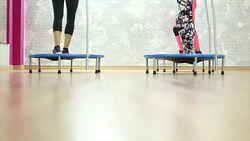 Mini trampoline lessons Stock Footage