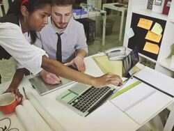 Creative team at work: with graphic pen tablet Stock Footage