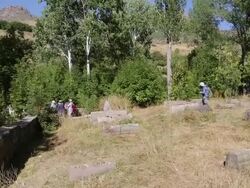 Yeregis ancient Jewish cemetery, view of the tombs Stock Footage
