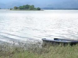 Boat moored along the shore. Stock Footage