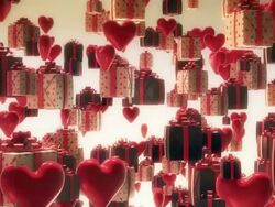 Balloons Heart and Gift Shaped. Computer Made scene. Stock Footage