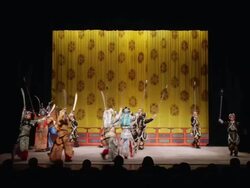 WS Artist performing Beijing opera in traditional theatre AUDIO / xi'an, shaanxi, china Stock Footage