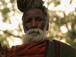 Portrait of a sage worshipping, Rishikesh, Uttarakhand, India Stock Footage