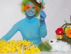 Easter bunny and Blue Girl Stock Footage