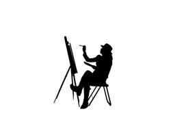 Painter silhouette Stock Footage