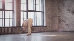 Young Woman Doing Yoga Meditation and Stretching Exercises Stock Footage