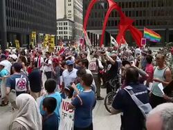 Protesters Demonstrate Against Intervention In Syria Stock Footage