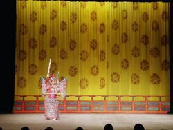 WS Actor performing Beijing opera in traditional theatre AUDIO / xi'an, shaanxi, china Stock Footage