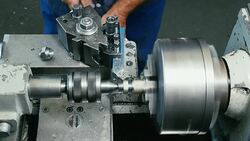 Man in factory work at Milling Machines Stock Footage