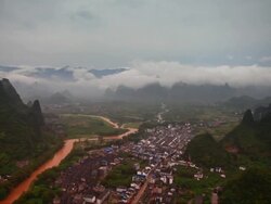 Fog around the peaks and hills Stock Footage