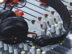 Mixer and Headphones Stock Footage