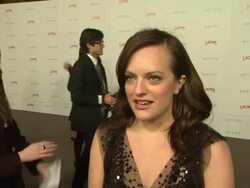 INTERVIEW: Elisabeth Moss on why she wanted to attend LACMA Art + Film Gala at the LACMA Hosts Inaugural Art + Film Gala Honoring Clint Eastwood And John Baldessari Presented By GUCCI at Los Angeles CA.  Stock Footage