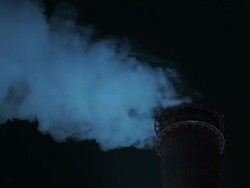 Thermoelectrical Plant at Night Stock Footage